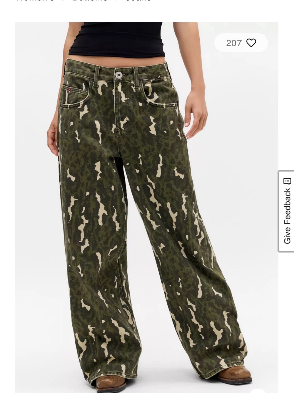 BDG Olive Camo Wide-Leg Jeans